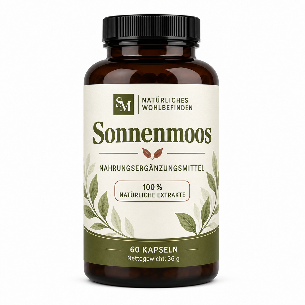 Sonnenmoos – Produktverpackung in einer Studioaufnahme